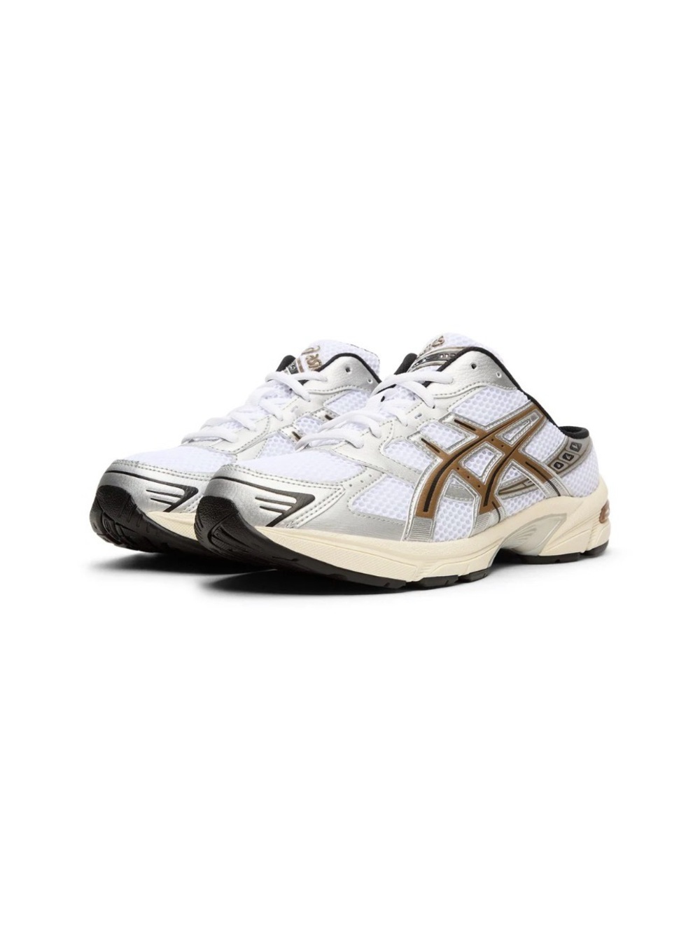ASICS GEL-1130 MULE White & Brown Slip-On Mesh Sneaker Mule - Picture 2 of 3